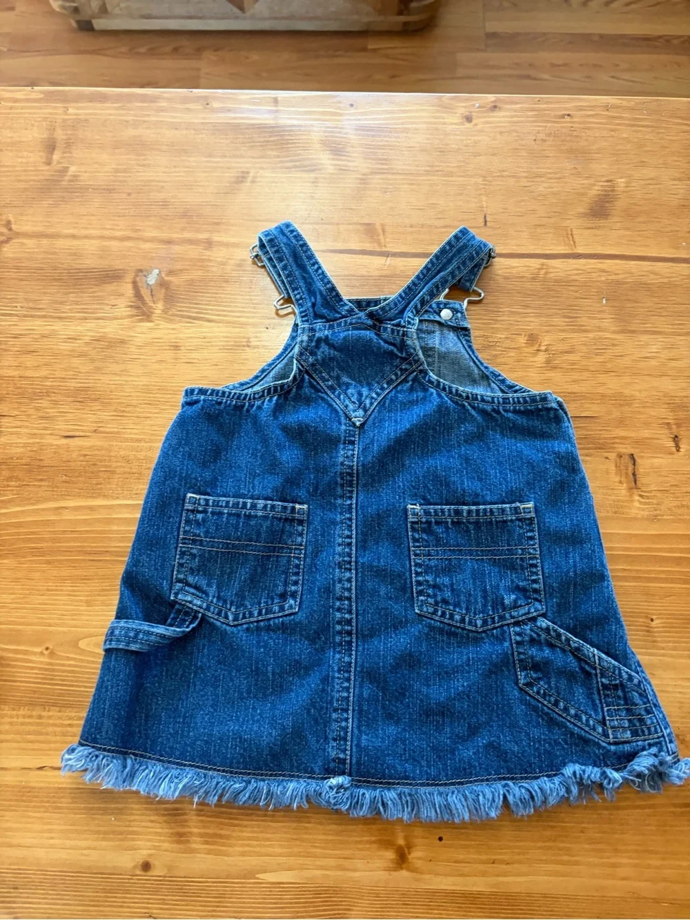 Vintage Y2K Baby Girl Old Navy Denim Distressed Floral Overall Dress Sz 6-12 M